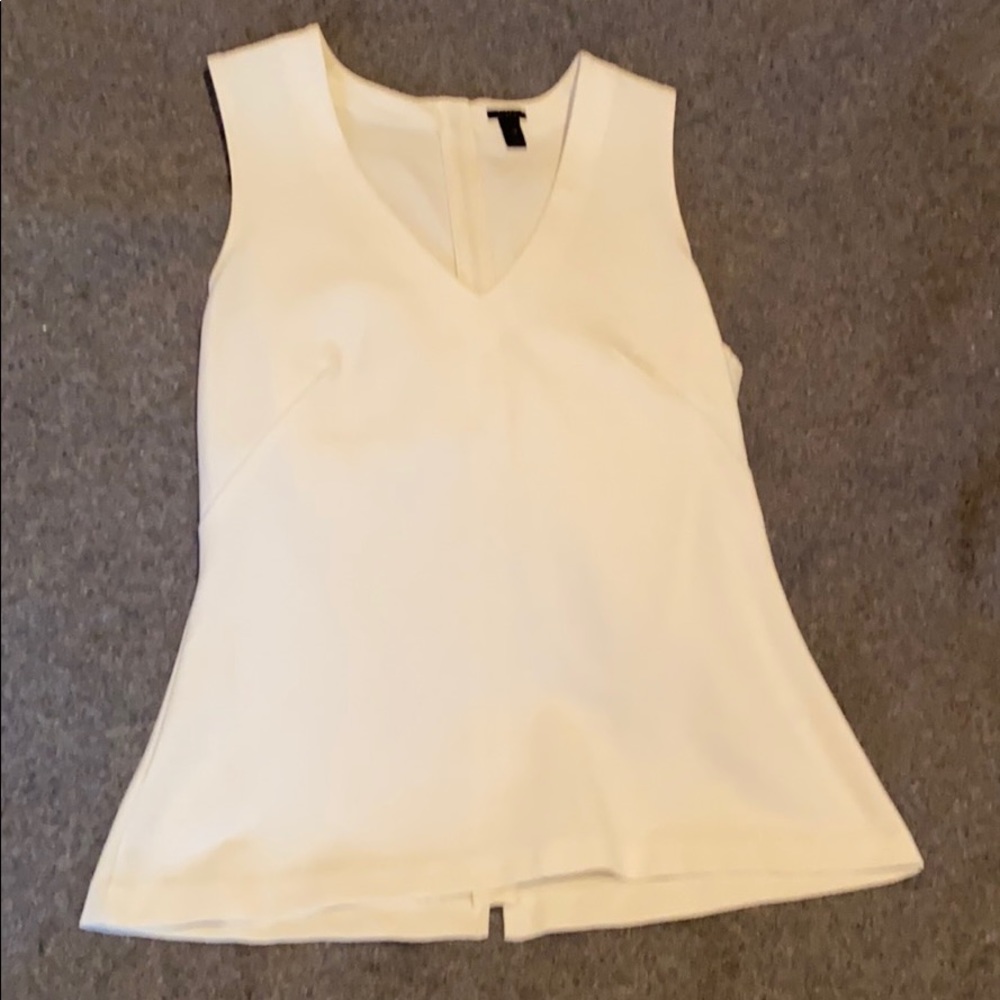 J. Crew Cream Ponte Zip Back Shell w/v neck